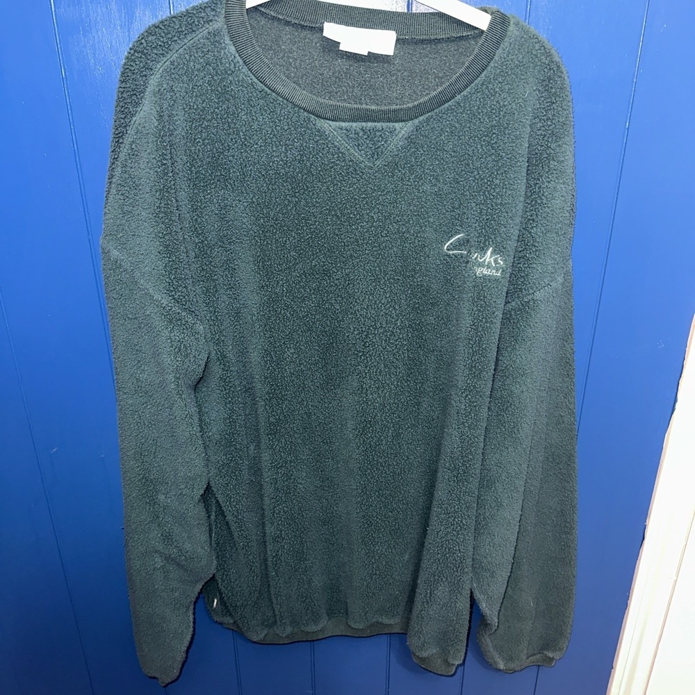 Vintage Clarks Of England Green Fleece Sweater XL Rare Promotion Made In USA